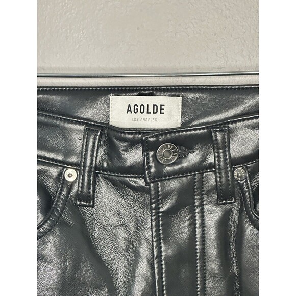AGOLDE Jeans Recycled Leather Relaxed Kick Boot Pant in Detox Sz 25 Women's NEW - Picture 5 of 10